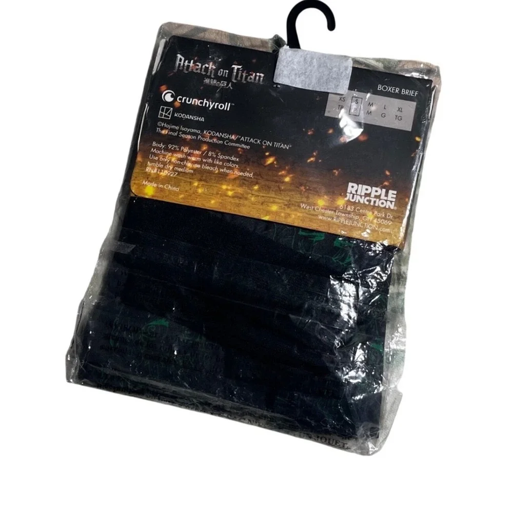 Attack on‎ Titan mens boxer brief black green anime graphic size small